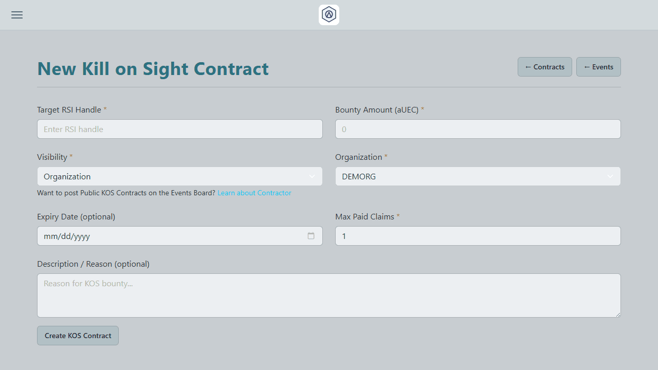 KOS contract payout and completion